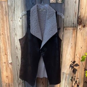 Women's Dk Brown and Cream Shearling Vest